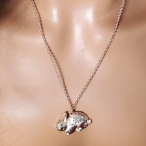 Bunny Rabbit Necklace - Copper Alloy Plated in Rose Gold - 17" chain